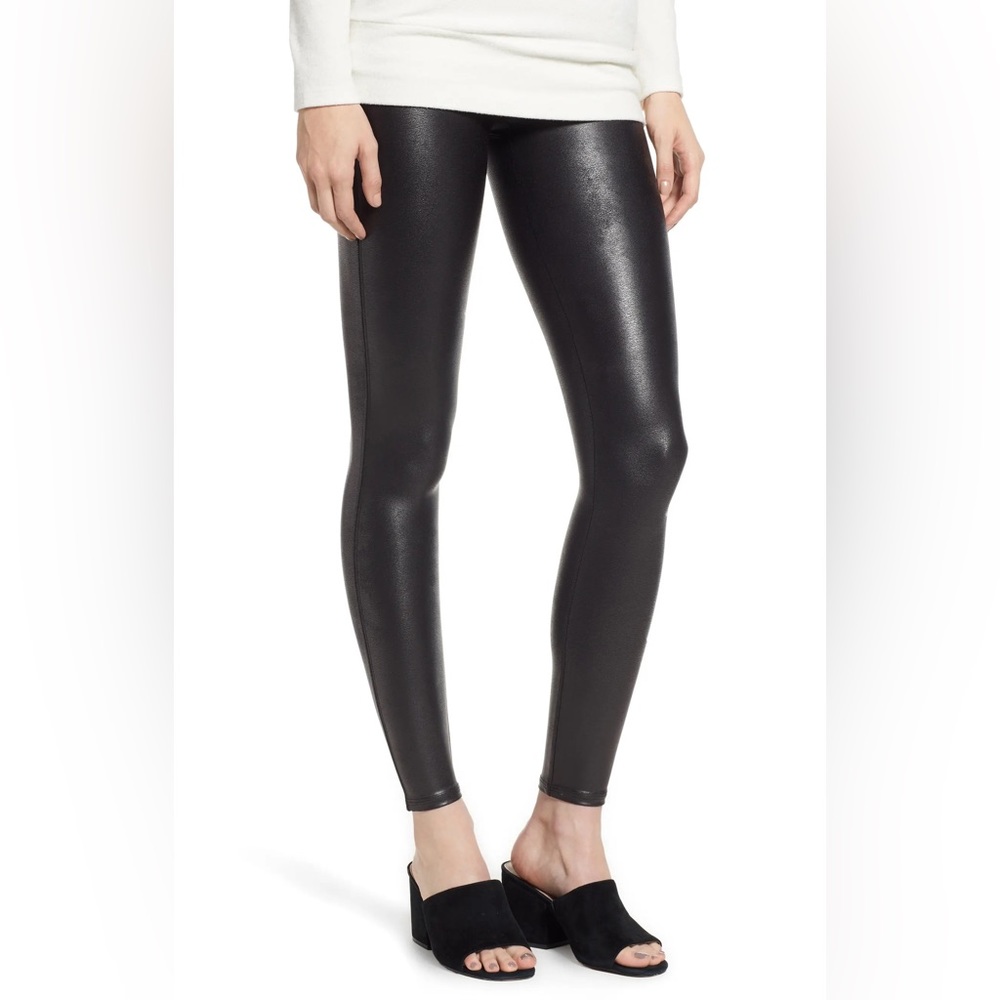 NWOT SPANX Black Faux Leather Leggings Size  Large. Sells for $98 retail